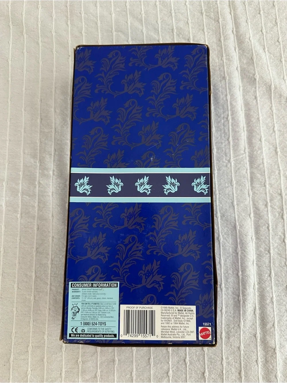 Avon Winter Velvet Barbie Box in Deep Blue & Light Blue